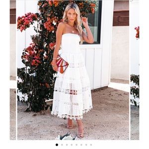 Vici Strapless White Eyelet Dress